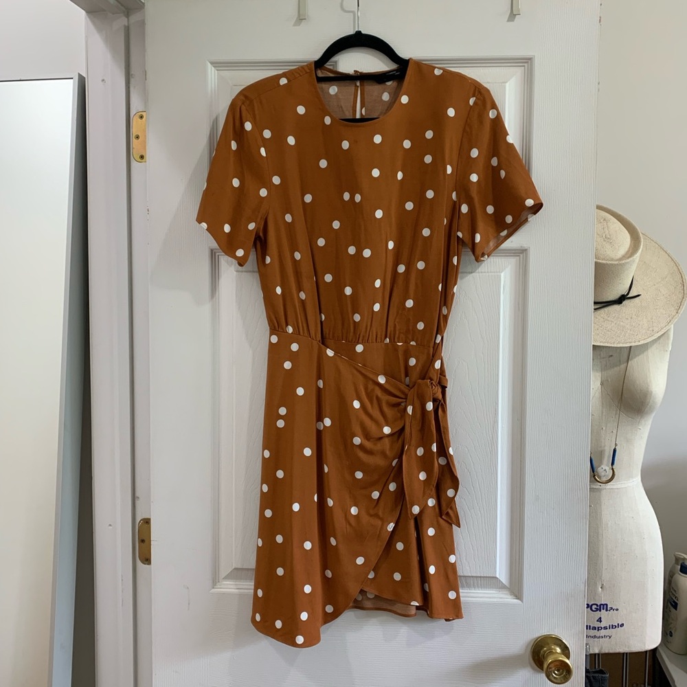 Other Stories Brown Polka Dot Wrap Dress